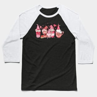 Gnome Love Valentine Coffee Leopard Baseball T-Shirt